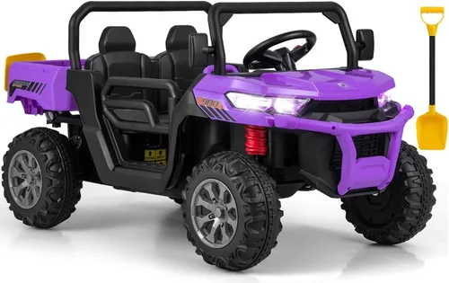 Miniatura 16 de OLAKIDS Carro Montable de 2 Asientos, Vehículo Eléctrico UTV Todoterreno de 12V con Control Remoto, Cama Volquete, Pala Extra, Música, USB, AUX, Rosa