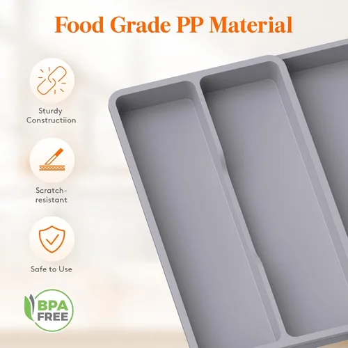 Miniatura 5 de Lifewit Organizador de Cajón para Cubiertos, Organizador Expandible de Utensilios para Cajones de Cocina, Bandeja Ajustable para Cubiertos y Menaje