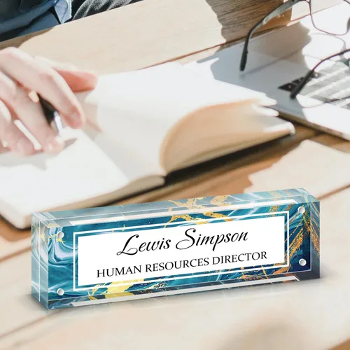 Miniatura 4 de Placa de Nombre para Escritorio, Placa de Nombre con Patrón de Doble Cara para Escritorio, Decoración de Escritorio de Oficina Personalizada