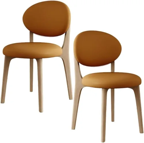 Miniatura 77 de YVYKFZD Juego de sillas de comedor, sillas de cocina de madera maciza, silla de comedor de granja con respaldo curvo, silla tapizada de cuero