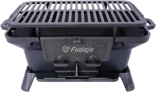 Miniatura 11 de Parrilla de Hierro Fundido Hibachi – Barbacoa portátil de carbón para cocinar al aire libre, sartén de mesa duradera, pequeño cocedor de carbón