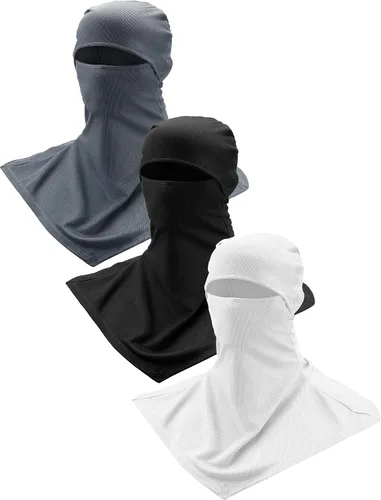 Miniatura 11 de SATINIOR Pasamontañas de 3 piezas, protección solar, cubierta para el cuello, pasamontañas de verano, máscara facial para motocicleta para hombres