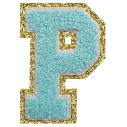 Miniatura 25 de SPRT - Parches de letras de chenilla universitaria con purpurina, parche de letras blancas para planchar con letras del alfabeto para disfraz