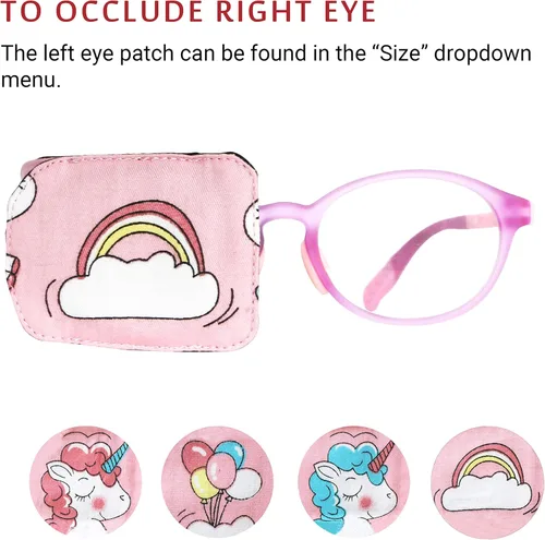 Miniatura 4 de Astropic Parche de algodón y seda para gafas para niños (ojo derecho, arcoíris)