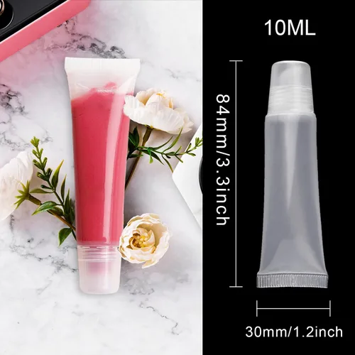 Miniatura 7 de Paquete de 22 tubos vacíos de brillo de labios (0.3 onzas líquidas), botella vacía de viaje, tubos de compresión cosméticos suaves recargables