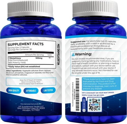 Miniatura 8 de We Like Vitamins Suplemento de glutatión certificado NSF 500 mg - 60 cápsulas de L-glutatión reducido para apoyo antioxidante e inmunológico