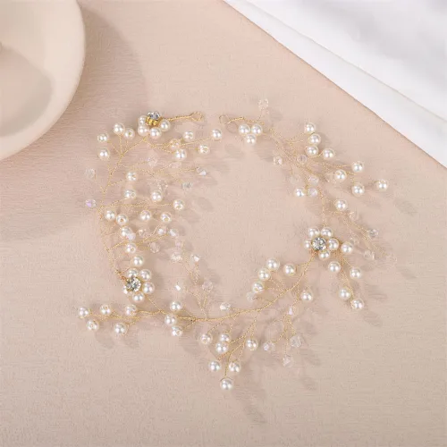 Miniatura 2 de Aimimier Diadema de pelo de novia con perlas de imitación y cristal, para novia, dama de honor, fiesta de graduación, festival, joyería