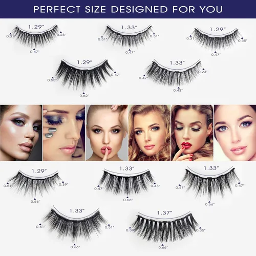 Miniatura 6 de Pestañas magnéticas con kit de delineador de ojos, pestañas magnéticas de aspecto natural, mejoradas de larga duración, 10 pares de pestañas