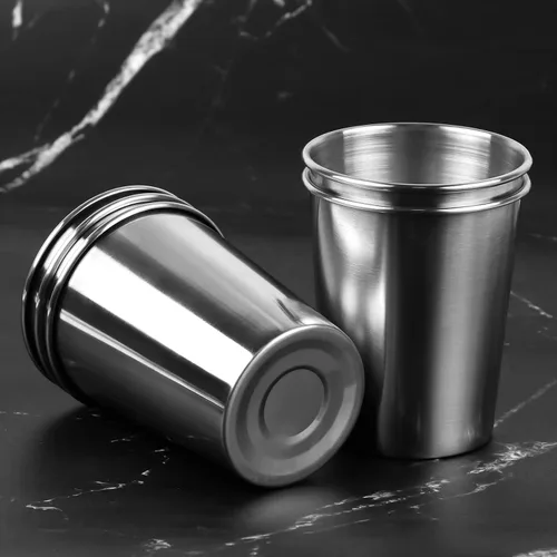 Miniatura 4 de Paquete de 5 vasos de acero inoxidable de 8 onzas de 7.8 fl oz, irrompibles, vasos de metal para niños y adultos, paquete de 5