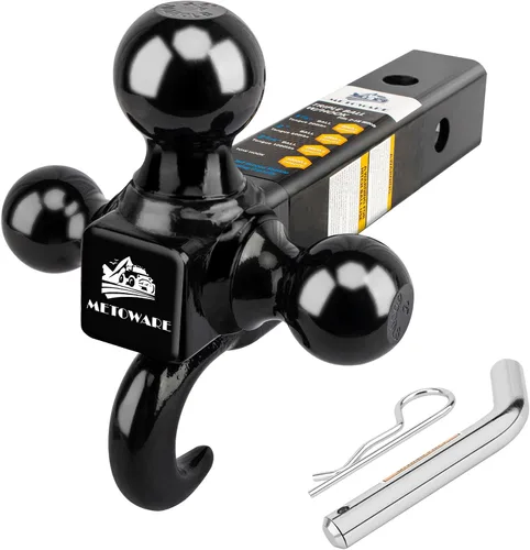 Miniatura 10 de METOWARE - Enganche de remolque de tres bolas con cerradura de enganche de 5/8 pulgadas, 1-7/8 pulgadas, enganche de tres bolas de 2 pulgadas
