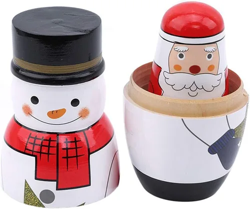 Miniatura 4 de Konrisa 5 muñecas anidables de Papá Noel, muñeco de nieve, Matryoshka, muñecos de anidación para niños y adultos, figuras hechas a mano de madera