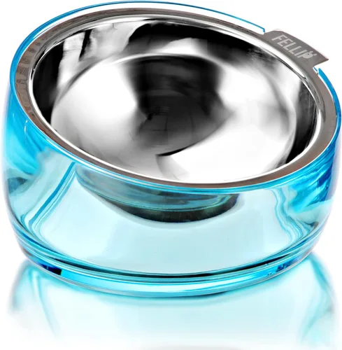 Felli Pet Oblik - Tazón de agua inclinado para comida para perros, plato ovalado de acero inoxidable, ergonómico, en ángulo, a prueba de derrames,