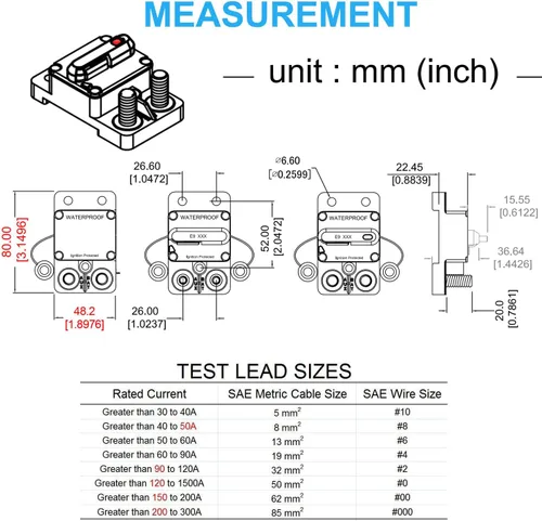 Miniatura 6 de E69 Interruptor de circuito de 10 A T3 con restablecimiento manual Mini de montaje en superficie IP66 Interruptor conmutable de 10 A