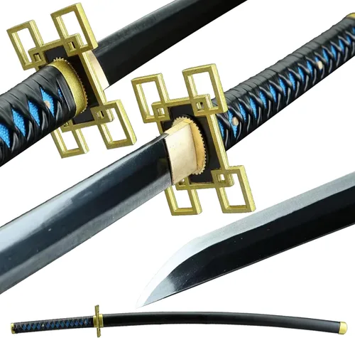 Miniatura 18 de Demon Slayer - Espada Tanjiro Katana de acero 1065, espiga completa, hecha a mano, Katana japonesa real, 41 pulgadas