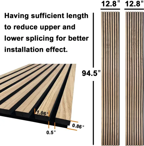 Miniatura 2 de YLL YLL Paneles de Pared de Madera YLL YLL Paneles de Pared Acústicos para Decoración de Pared Interior Dos 94.68" x 12.79" Panelado de Listones