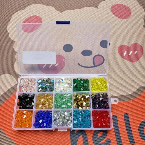 Miniatura 5 de Cuentas de vidrio de bicono de 0.394 pulgadas para hacer joyas, 300 piezas de forma facetada, cuentas espaciadoras de cristal coloridas, surtidos