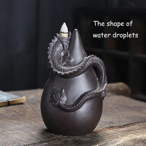 Miniatura 6 de Juego de quemador de incienso de cerámica con 45 conos, estatua de dragón de agua que gotea, decoración de aromaterapia para yoga, meditación, spa