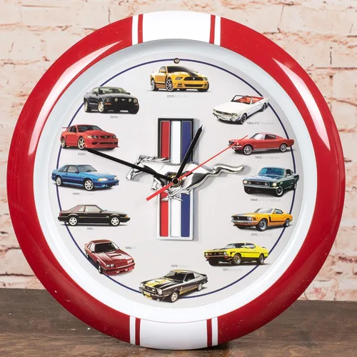 Miniatura 2 de Mark Feldstein & Associates History of Mustang Sound - Reloj de pared, 13 pulgadas, color rojo