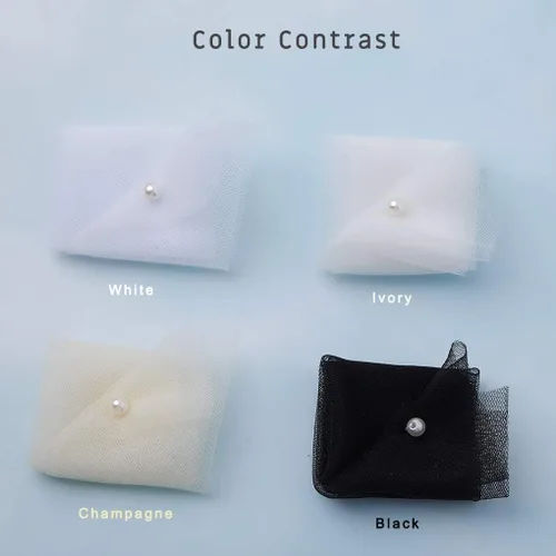 Miniatura 6 de Velo de novia de perlas con peine de 2 niveles cortos hasta la cadera, velos de novia de tul suave, accesorios para el cabello para novias (marfil)