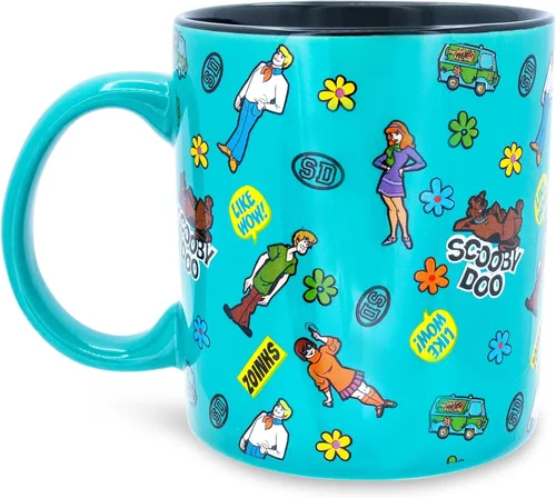 Miniatura 2 de Toynk Scooby-Doo - Taza de cerámica con patrón de calcomanías Taza de café grande para expreso, cafeína, bebidas, artículos esenciales