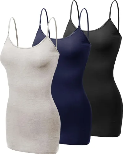 Miniatura 116 de Emmalise Camisola larga casual básica para mujer, con tirantes ajustables, top en capas