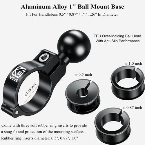 Miniatura 2 de BRCOVAN Base de montaje de manillar de aleación de aluminio con bola de TPU de 1 '' Compatible with RAM Mounts B Size 1 Inch Ball Double Socket
