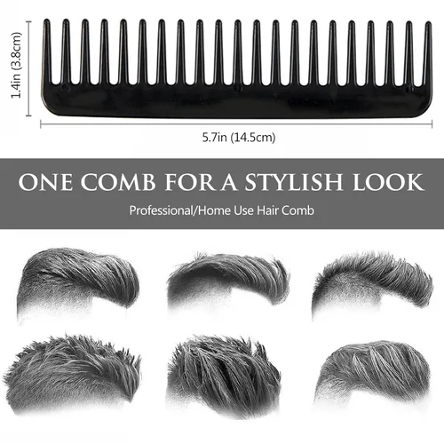 Miniatura 4 de Paquete de 3 herramientas para cola de cabello, peine de dientes anchos para cabello rizado, largo y grueso, color negro