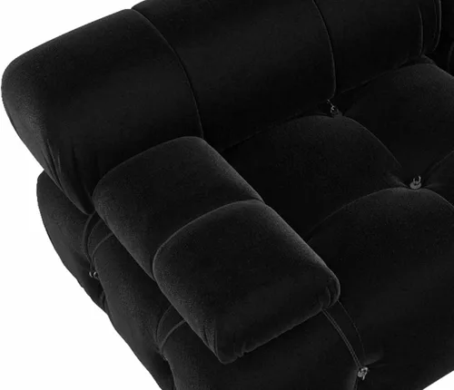 Miniatura 6 de WJShome - Sofá seccional modular, sofá convertible de 103.95 pulgadas, sofá minimalista de terciopelo de 3 plazas para sala de estar, juego de Negro