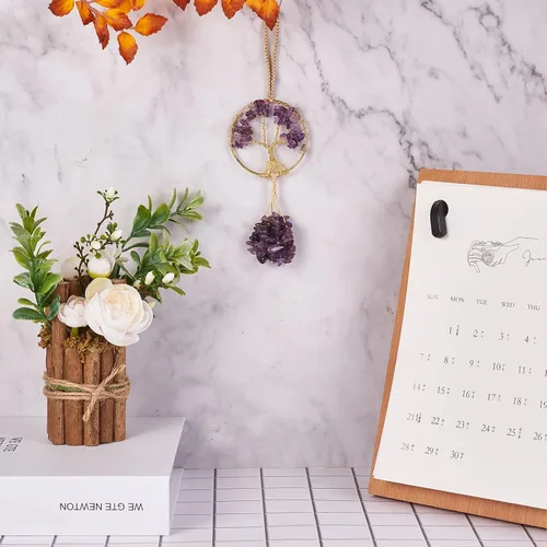 Miniatura 4 de Adorno de cristal curativo Árbol de la Vida Amatista Natural Árbol de la Vida Charm Espejo de Coche Accesorios Hippie Boho Interior Habitación