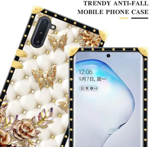 Miniatura 2 de Funda compatible con Samsung Galaxy Note 10, TPU suave de lujo y parte trasera de policarbonato duro para niñas y mujeres, funda protectora a prueba
