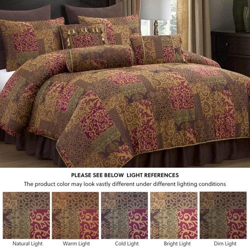 Miniatura 5 de Chezmoi Collection Amelia - Juego de edredón jacquard floral de 9 piezas, tamaño Queen, multicolor