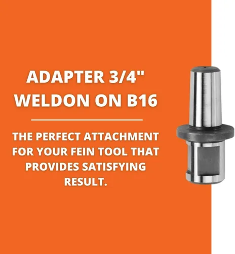 Miniatura 2 de Fein Adaptador Weldon a B16 de 3/4 pulgadas para aplicaciones versátiles, compatible con taladros de núcleo magnético KBE 52-2 M, construcción
