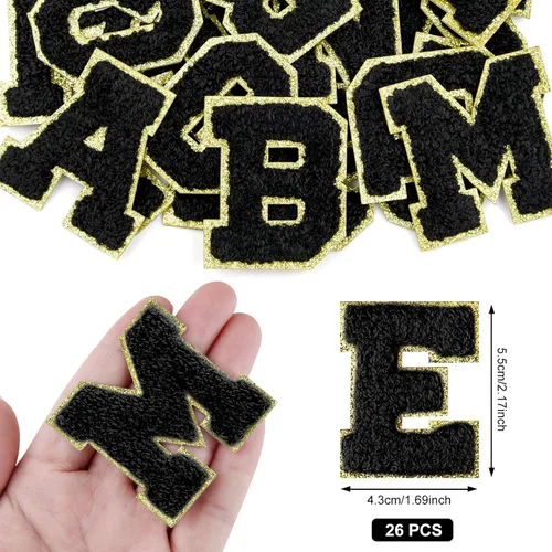 Miniatura 2 de Morcheiong 26 parches de letras de felpilla autoadhesivas de la A a la Z, letras de felpilla para ropa, tela, zapatos y bolsas (negro)