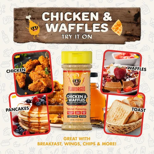 Miniatura 4 de Flavor God - Mezcla de condimentos para pollo y waffles, mezcla de especias naturales y saludables de primera calidad para pollo, pasta y verduras