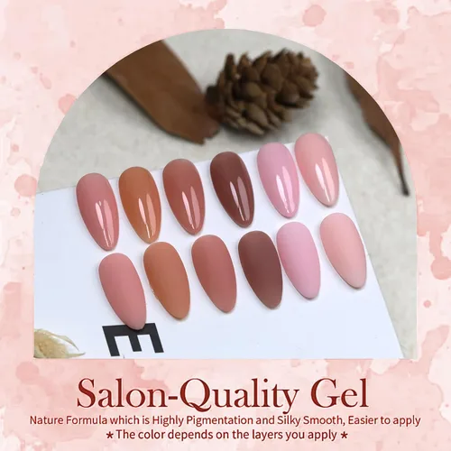 Miniatura 2 de Juego de esmaltes de uñas de gel, 6 colores, color rosa nude, kit de esmalte de uñas LED UV, kit de uñas Minicure para bricolaje, arte de uñas