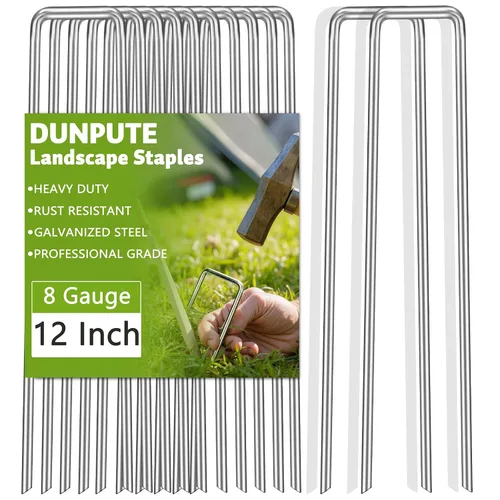 Estacas Galvanizadas de Paisajismo de Servicio Pesado de 12 Pulgadas, DUNPUTE Paquete de 15 25 50 100 Estacas de Metal para Jardín de Calibre 8,
