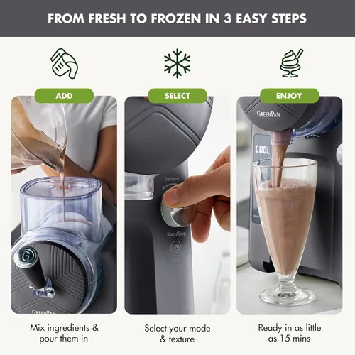 Miniatura 4 de GreenPan Frost Máquina para Hacer Helado y Máquina de Slushie, Servicio Suave, Sorbete, Margaritas, Batidos, Yogur Congelado, Sin Necesidad