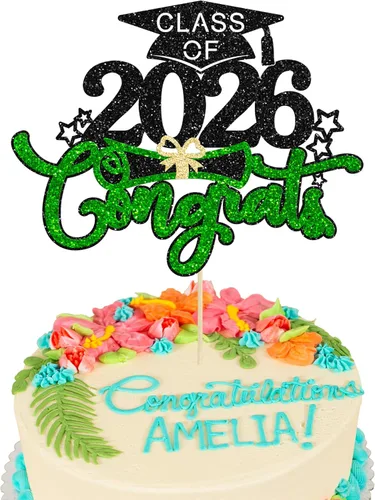 Miniatura 26 de 1 pieza de decoración de pastel de graduación 2023 con purpurina de felicitaciones 2023 para pastel de graduación 2023 temática de graduación