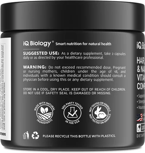 Miniatura 8 de Suplemento de Biotina, Colágeno y Neem con Queratina - Vitaminas para el Crecimiento del Cabello para Mujeres y Hombres - 10000 mcg de Biotina