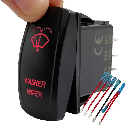 Miniatura 7 de Interruptor basculante para limpiaparabrisas, luz LED blanca de 6 pines (encendido), interruptor momentáneo DPDT de encendido y apagado para Blanco