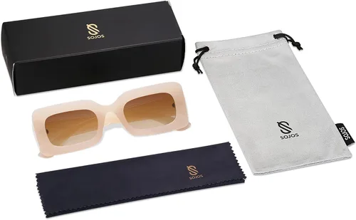 Miniatura 6 de SOJOS Retro 90s Nude Rectangle Sunglasses Womens Mens Trendy Chunky Glasses