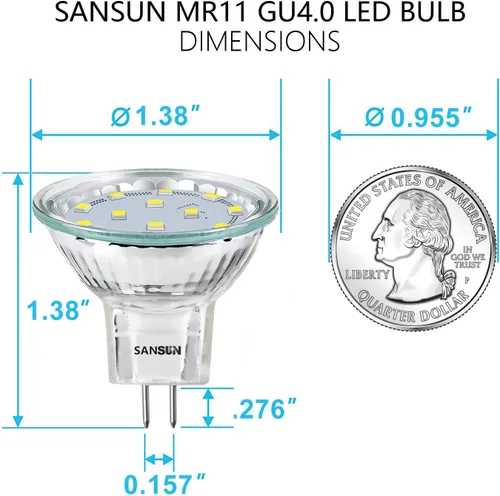 Miniatura 2 de Bombillas LED para Paisajismo MR11 de 3W, Bajo Voltaje 12V Reemplazo de Halógeno de 20W para Foco de Paisajismo Exterior y Luz de Riel, Base Bi-Pin