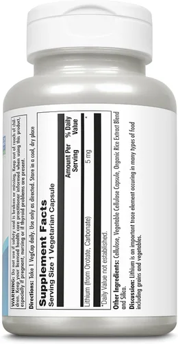 Miniatura 2 de KAL Orotato de litio de 5 mg, suplemento de litio de baja dosis para apoyo al estado de ánimo de bienestar general, altamente biodisponible, vegano