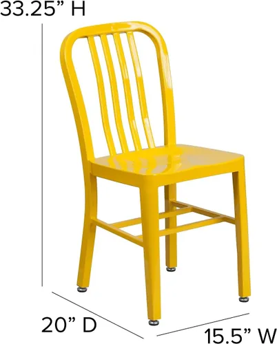 Miniatura 3 de Flash Furniture Gael - Juego de 2 sillas de metal amarillo para interiores y exteriores de grado comercial