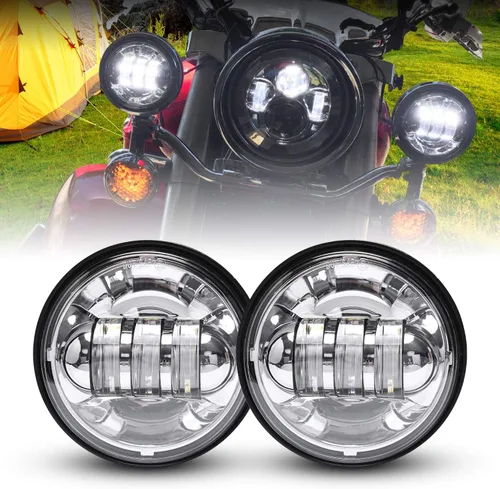 Miniatura 2 de LX-LIGHT Aprobado por puntos 2 unids cromo 4.5 pulgadas LED paso luz LED niebla lámparas para motocicletas bombilla auxiliar motocicleta proyector