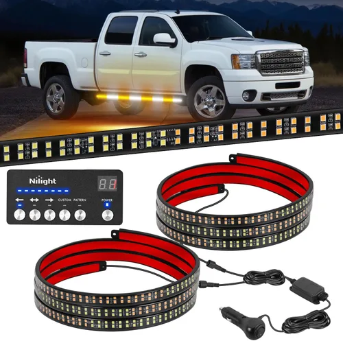 Miniatura 27 de Nilight 2 piezas de 24 pulgadas de tira de luces estroboscópicas para parrilla de camiones, 384 LED, luz de emergencia ámbar, flexible, intermitente
