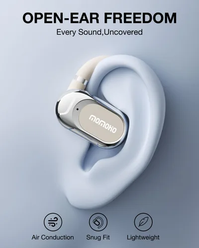 Miniatura 2 de Auriculares de oreja abierta, auriculares abiertos con ganchos para los oídos, auriculares ligeros de conducción de aire, control táctil, hasta 37