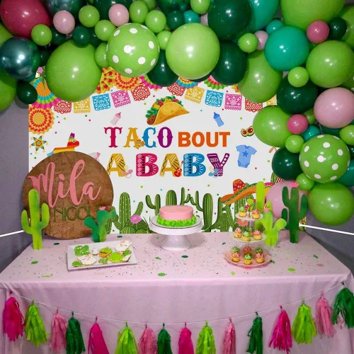 Miniatura 2 de Avezano Taco Bout a Baby - Fondo de fiesta mexicana para baby shower, pancarta temática de cactus neutro, 70.8 x 43.3 pulgadas