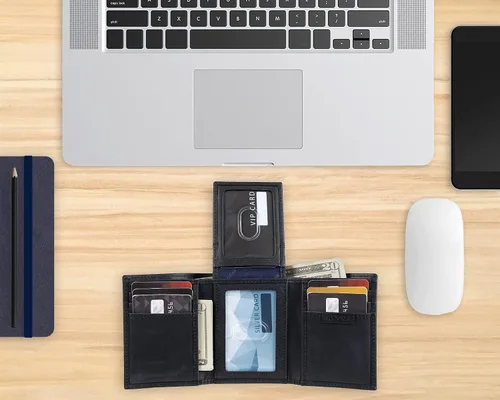 Miniatura 6 de Haggar Cartera triple RFID de cuero para hombre