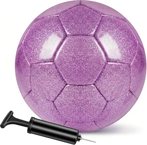Miniatura 10 de Balón de fútbol dorado con purpurina con bomba y aguja, kit de pelota de fútbol para regreso a la escuela, regalos de cumpleaños, pelota